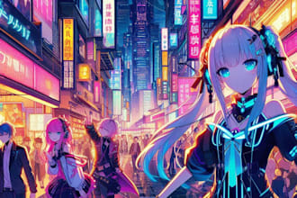 do a cyberpunk anime art