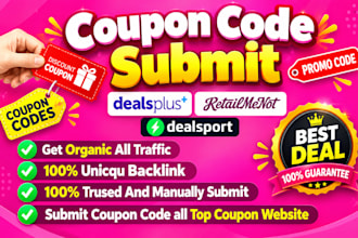 manually submit coupon to 50 popular deal sites coupon code submission