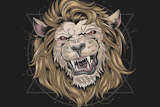 create a unique lion mascot logo with creative illustration