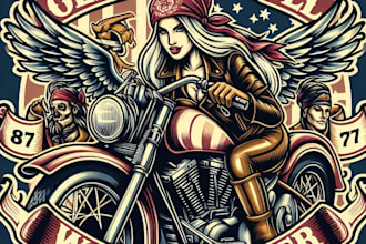 design high quality woman rider mascot logo with t shirt design