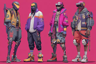 create realistic scifi, cyberpunk characters art