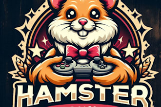 design high quality hamster gaming mascot logo with t shirt design