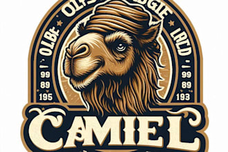 design high quality camel mascot logo with t shirt design