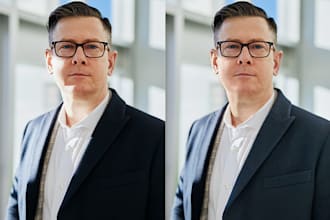 headshot, portrait skin retouching, hard sunset or hard shadow remove