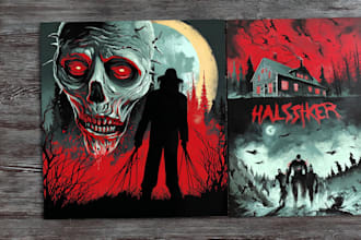 make 70s 80s retro horror movie poster dark art poster  halloween dark art decor