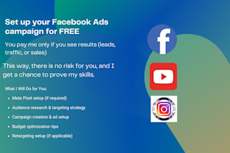 set up your facebook ads campaign for free, pay only if you get results