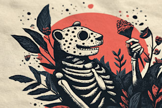 design animal linocut tshirt design for brands