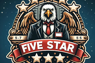 design high quality five star hotel mascot logo with t shirt design