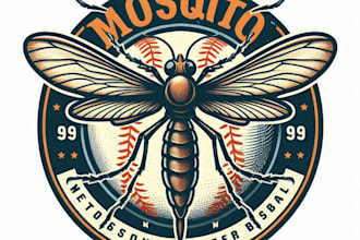 design high quality mosquito baseball mascot logo with t shirt design
