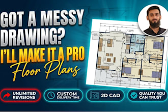 redraw old house blueprints into clean cad plans