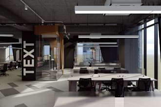 3d office design, commercial interior, workspace design