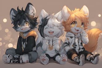 illustrate anime chibis with magical effects