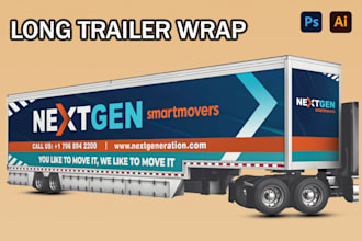 design long trailer wrap, box trailer, food truck, any vehicle wrap design