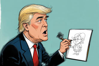 drawing a political or satirical cartoon