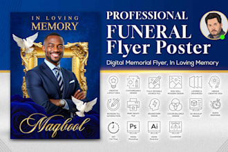 design funeral, obituary program memorial loving memory prayer card flyer poster