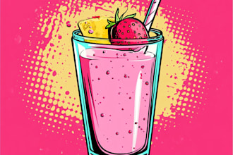 create vibrant food pop art illustrations
