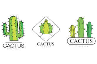 design a detailed cactus logo for plant and gardening businesses