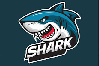 design a bold shark logo for sports and gaming brands