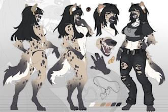 draw fursona, furry art, furry pfp, character design, and anime reference sheet