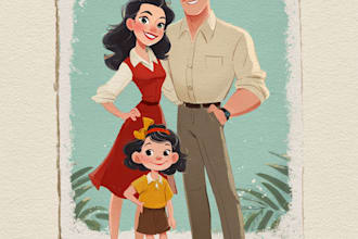 do portrait art, couple or family portrait disney style