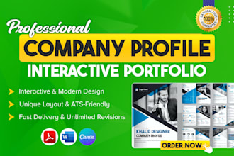 design a professional interactive company profile, corporate portfolio in 2 hr