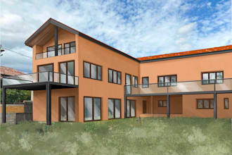draw a building illustration, render