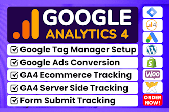 setup ga4 ecommerce tracking, ads conversion tracking, server side tracking GTM