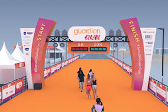 create event 3d rendering, running event, gathering stage
