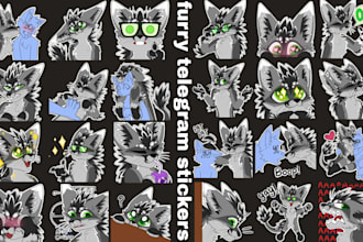 draw furry telegram stickers, discord stickers, furry animated telegram sticker
