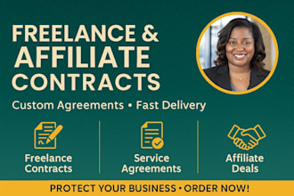 draft freelance contracts, service agreement, contractor and affiliate agreement