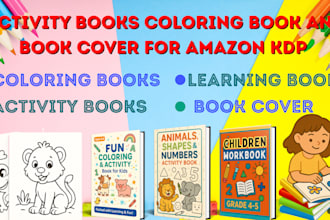 design book cover activity books coloring book and workbook cover for amazon KDP