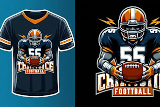 design classic football varsity jersey mascot logo with free revisions
