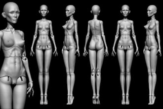 3d articulated model, 3d bjd model, bjd toy design, 3d flexi model 3d bjd doll