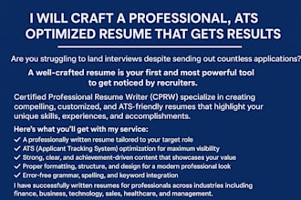 craft a professional, ats optimized resume that gets results