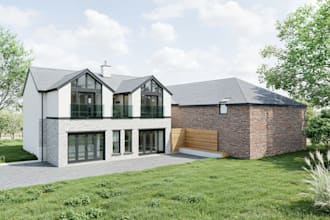 create realistic farmhouse exterior and interior renderings