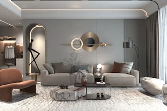 model 3d apartment interior, house, villa, airbnb, bedroom, kitchen, living room