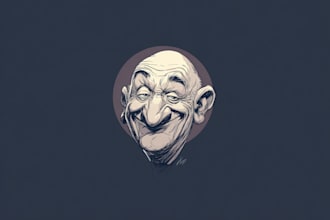draw a professional caricature logo in my style