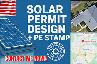 provide solar permit design with engineering sign stamp for city permit approval