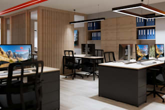 recreate 3d corporate office,commercial workspace,interior layout,office render