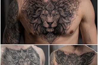 professionally design your sleeve tattoo , chest tattoo