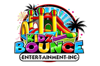design outstanding bounce house logo in illustrator design