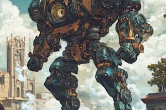 design any type of robot or mecha in lineart
