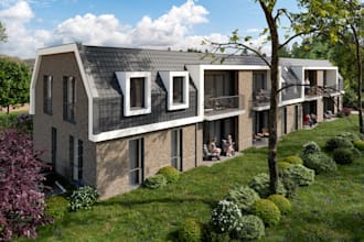 restyling3d townhouses building,uniit apartment rendering,exterior design,patios
