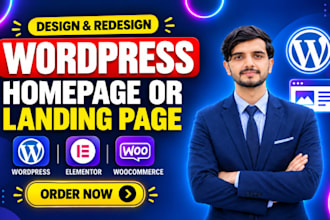 design wordpress landing page with elementor, one page website, homepage design