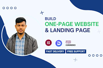 build one page website and landing page using elementor pro