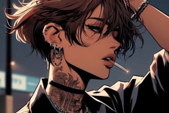 draw cyberpunk,futuristic, lofi or streetwear anime illustration