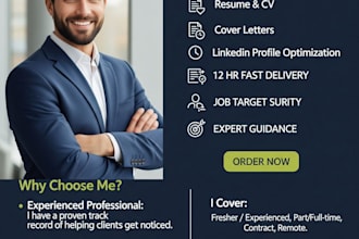 write professional, ats optimized resume CV and cover letter