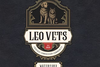 design pet, dog, cat, animal and veterinary clinic logo