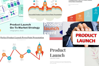 design an 8 slide product launch presentation, startup investor pitch desk