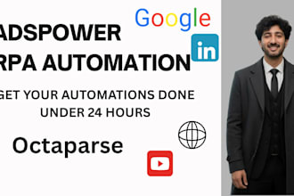 develop custom rpa automation using octaparse, adspower